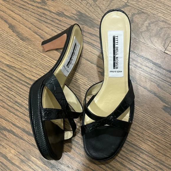 TITTI DELL’ ACQUA Milano Genuine ALLIGATOR LEATHER Heels Sandals Made in Italy - Picture 3 of 13